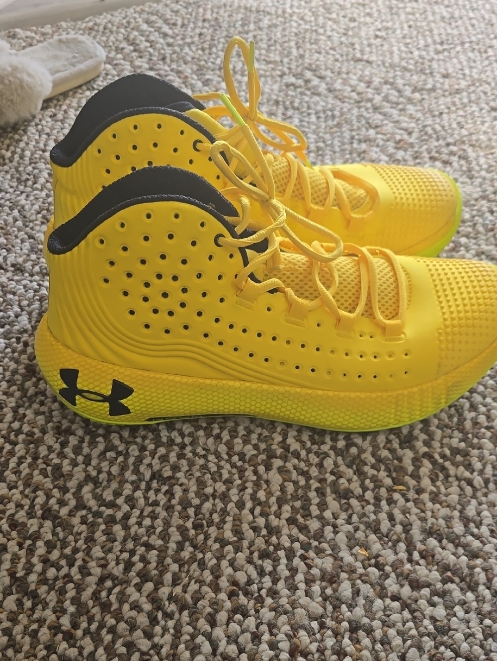 Under Armour Kids Yellow High-Top Sneakers with Black Logo
